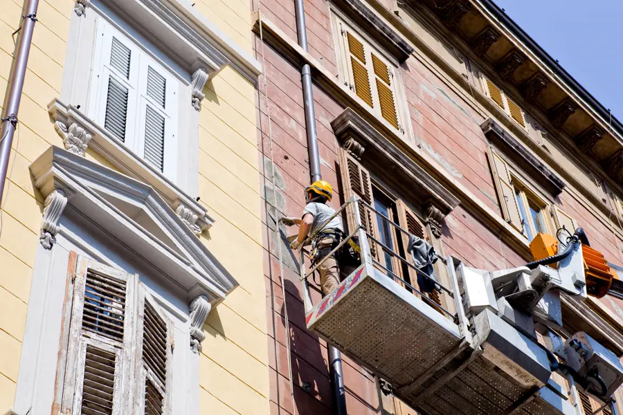 Exterior construction work in progress